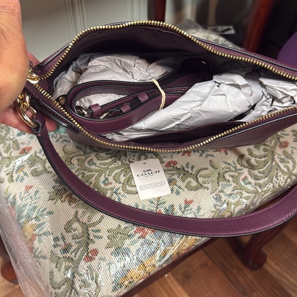 New/ Coach Purple Shoulder Bag with Gold Hardware
